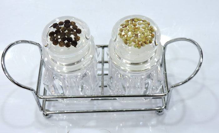 High Quality Glass Spice Jars With Stainless Steel Stand