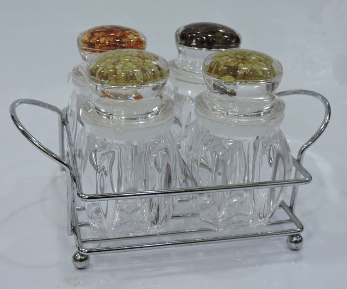 High Quality Spice Jars With Stainless Steal Stand Pcs Set