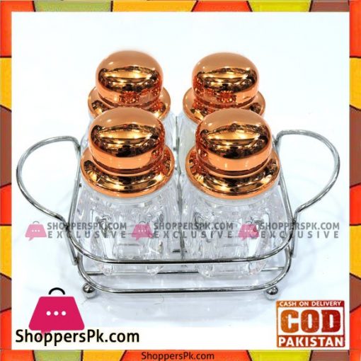 High Quality Glass Spice Jars Set with Stainless Steel Stand