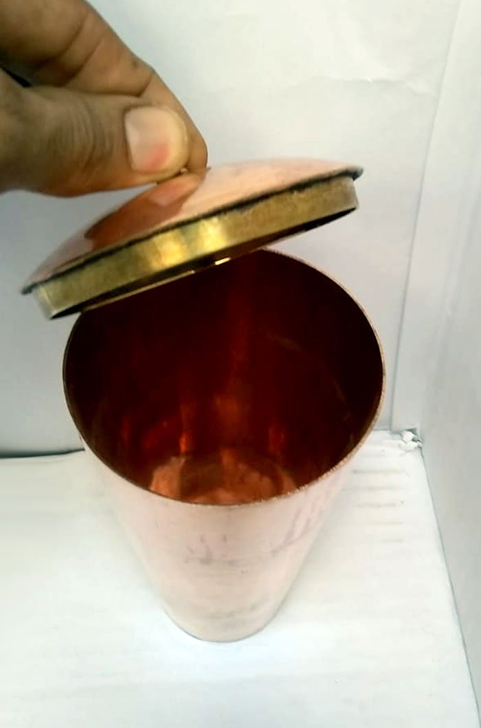 High Quality Pure Copper Glass With Lid 1Pcs Size 6 Inch