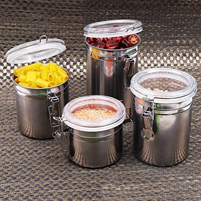 High Quality Stainless Steel 4 Pcs Canisters Space Saving Kitchen Storage Container