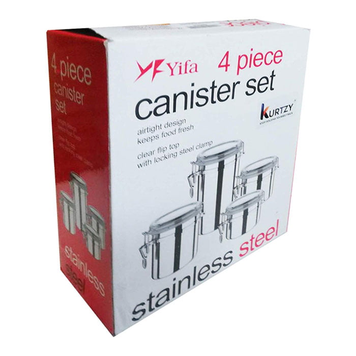 High Quality Stainless Steel 4 Pcs Canisters Space Saving Kitchen Storage Container