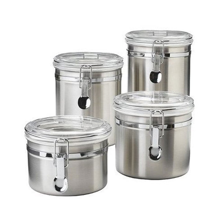 High Quality Stainless Steel 4 Pcs Canisters Space Saving Kitchen Storage Container 8 High Quality Stainless Steel 4 Pcs Canisters Space Saving Kitchen Storage Container