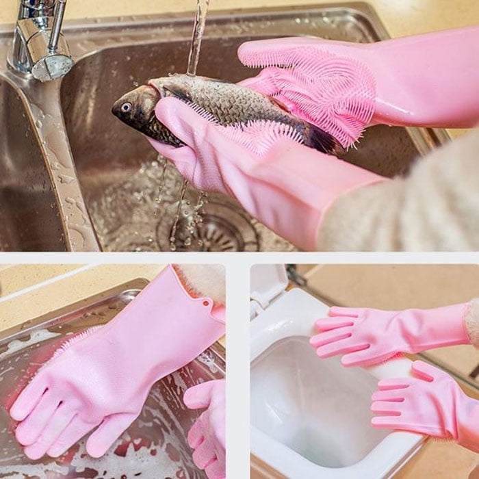 High Quality Silicone Dish Washing Gloves Two Pcs