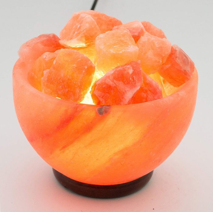 Himalayan Salt Lamp Big Bowl Shape With Salt Chunks And Wooden Base