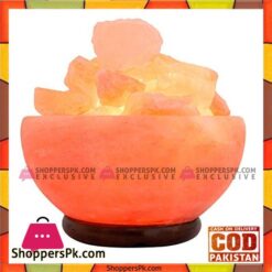 Himalayan Salt Lamp Big Bowl Shape With Salt Chunks And Wooden Base