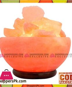 Himalayan Salt Lamp Big Bowl Shape With Salt Chunks And Wooden Base