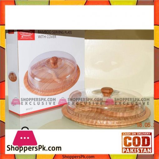 Imperial Wooden Dry Fruit Server With Acrylic Cover - 14 Inch - 2 Sectioned
