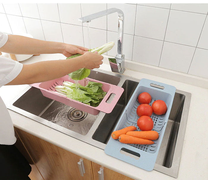 Kitchen Vegetable Rack Storage Drain Shelf Kitchen Sink Strainer Organizer