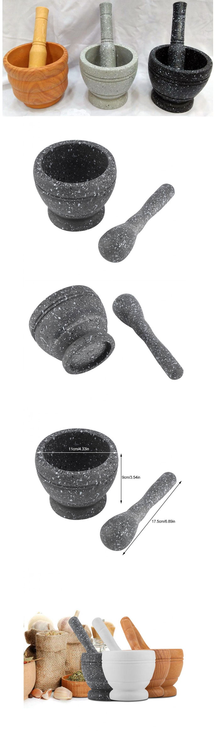 Unbreakable Mortar &Amp; Pestle Amamdasta Kitchen Utensil (Granite Grain)