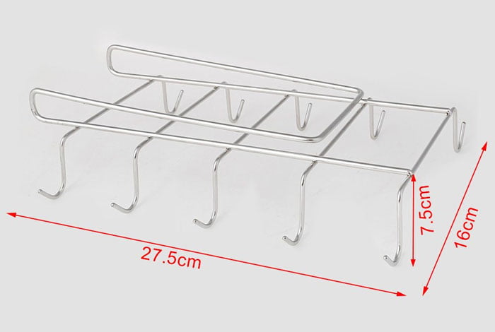 Under Shelf Storage 10 Hook Large Mugs Holder Cupboard Table Cabinet