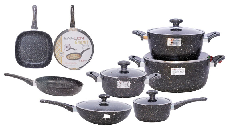 Saflon Granite Cookware Set 13 Pcs Turkey Made - Sf66037Gr 5 Saflon Granite Cookware Set 13 Pcs Turkey Made - Sf66037Gr