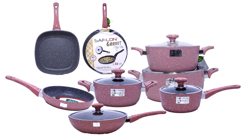 Saflon Granite Cookware Set 13 Pcs Turkey Made - SF66037GR