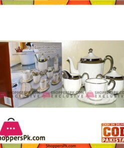 Solecasa Royal Tea Serving Set - Ceramic - 17 Pcs - Silver Touch