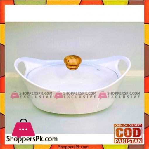 Solecasa Serving Bowl With Glass Lid - Heat Resistant - Ceramic