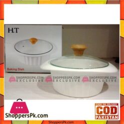 Solecasa Serving Bowl With Glass Lid - Heat Resistant - Ceramic Small