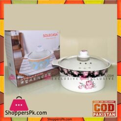 Solecasa Serving Dish With Glass Lid - Heat Proof - Ceramic - Printed