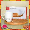 Solecasa Tea Mug With Wooden Cookie Platter - White - 1 Pc