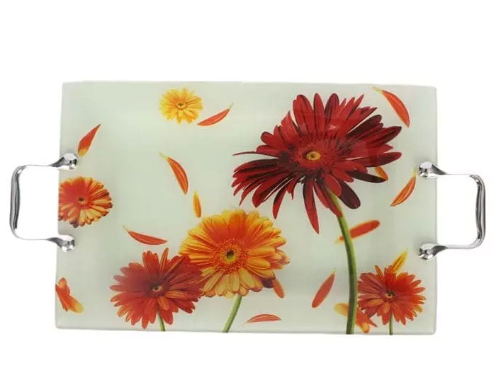 Solecasa Serving Glass Tray Small Fancy