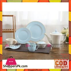 Tea Set With Serving Plates & Wavy Saucers-Set of 24 Pcs - Printed