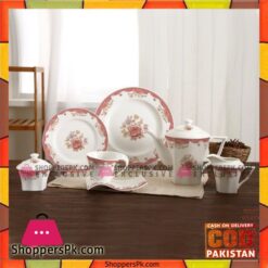 Tea Set With Serving Plates & Wavy Saucers-Set of 24 Pcs - Printed