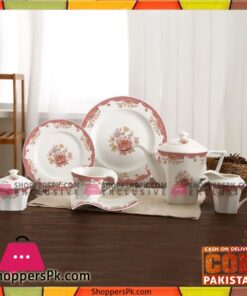 Tea Set With Serving Plates & Wavy Saucers-Set of 24 Pcs - Printed