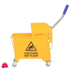 35 Liter Commercial Restaurant Janitorial Cleaning Rolling Industrial Mop Bucket With Down Press Wringer - Yellow