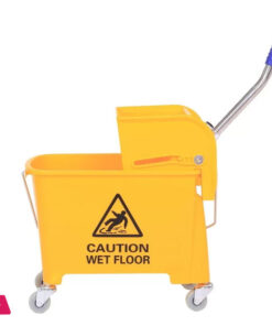35 Liter Commercial Restaurant Janitorial Cleaning Rolling Industrial Mop Bucket With Down Press Wringer - Yellow