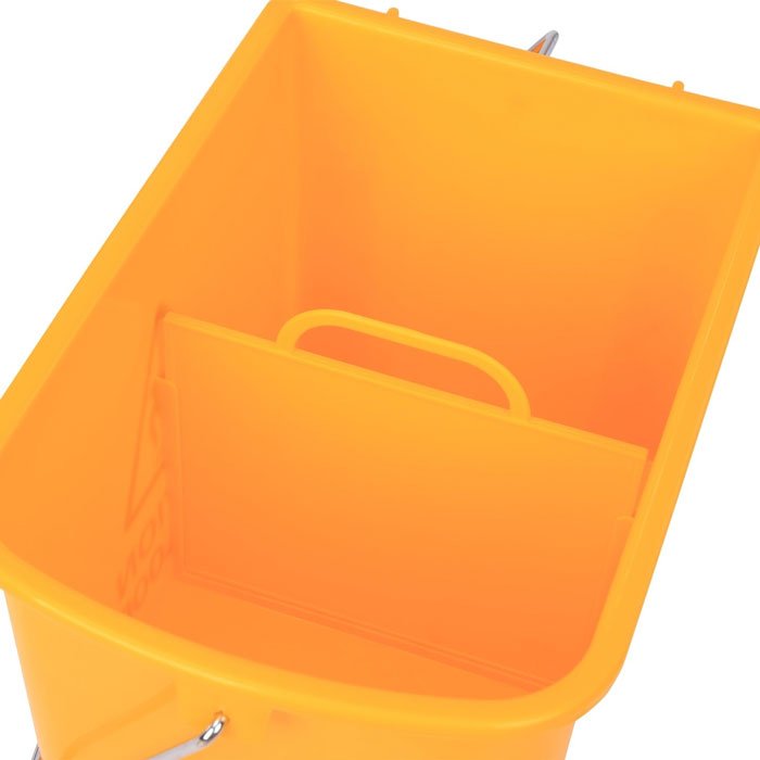 35 Liter Commercial Restaurant Janitorial Cleaning Rolling Industrial Mop Bucket With Down Press Wringer - Yellow