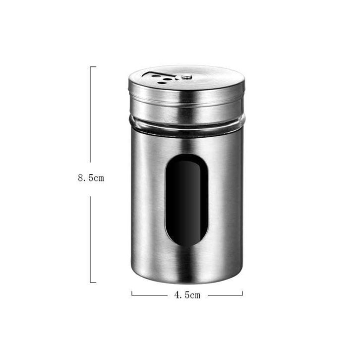 6Pcs Stainless Steel Seasoning Condiment Jar Glass Bottle