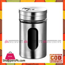 6pcs Stainless Steel Seasoning Condiment Jar Glass Bottle