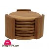 Bamboo Coaster Set with Holder Round