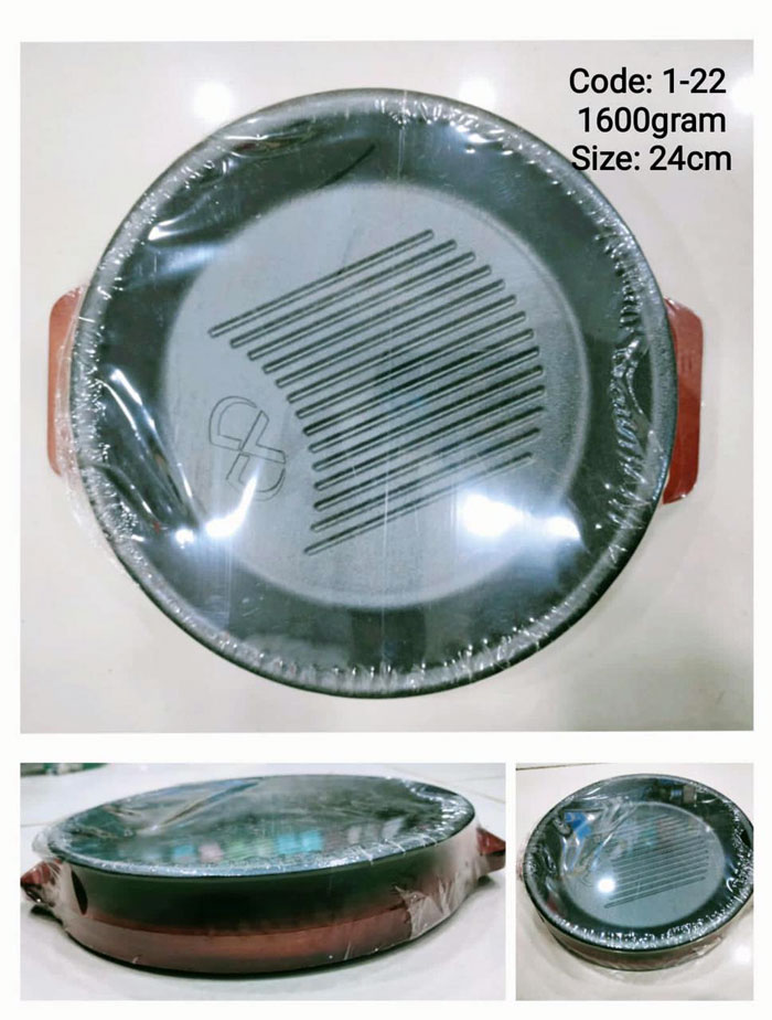 Round Cast Iron Sizzler Grill Pan Sizzler Plate 24Cm