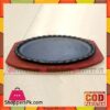 Cast Iron Sizzler Plate  Oval With Wooden Base