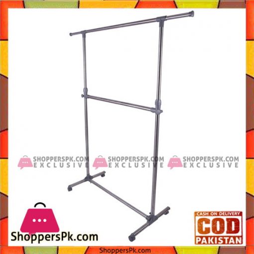 Double Pole Stainless Steal Clad Clothes Rack