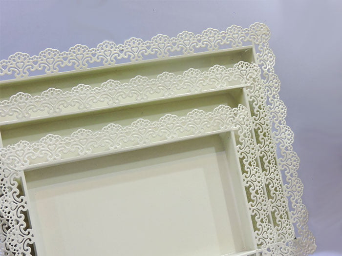 Fancy 3 Piece Plain Cake Tray Set