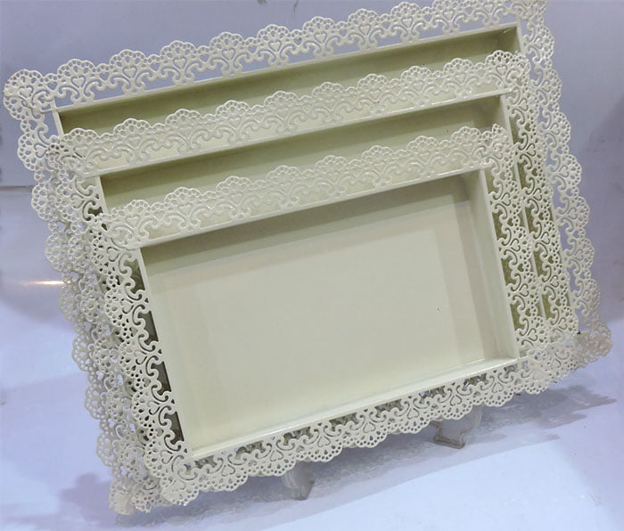 Fancy 3 Piece Plain Cake Tray Set