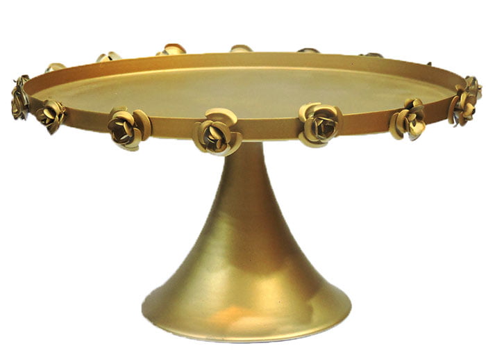 Golden Antique Flower Design Cake Stand 12 Inches