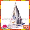 Wooden Nautical Canvas Fish Net Sailboat (Anchor)
