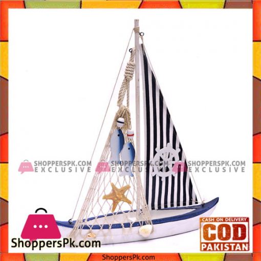 Wooden Nautical Canvas Fish Net Sailboat (Anchor)