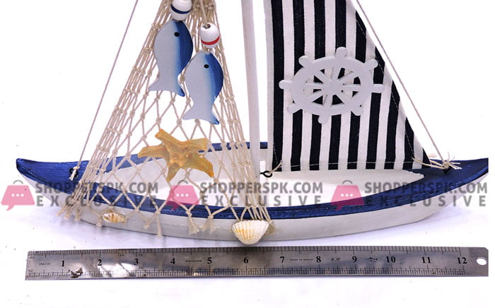 Wooden Nautical Canvas Fish Net Sailboat (Anchor)