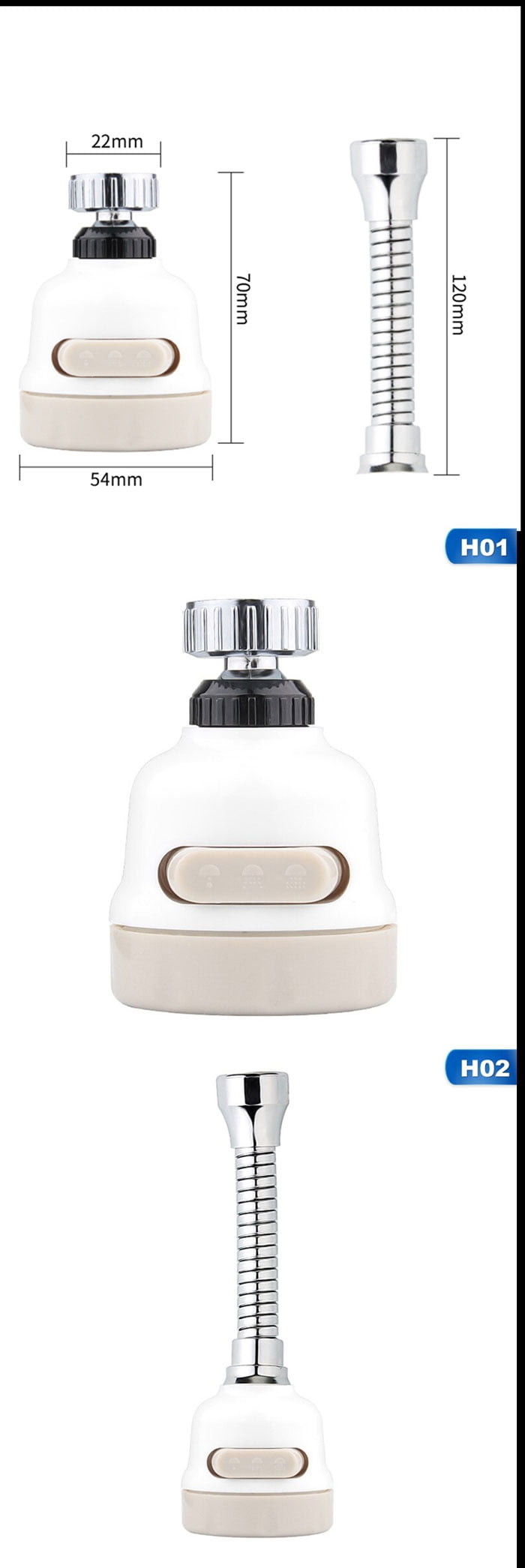 Moveable Kitchen Tap Head 360° Rotatable Faucet Water Saving Filter Sprayer