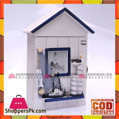 White And Blue Wooden key Cabinet Holder