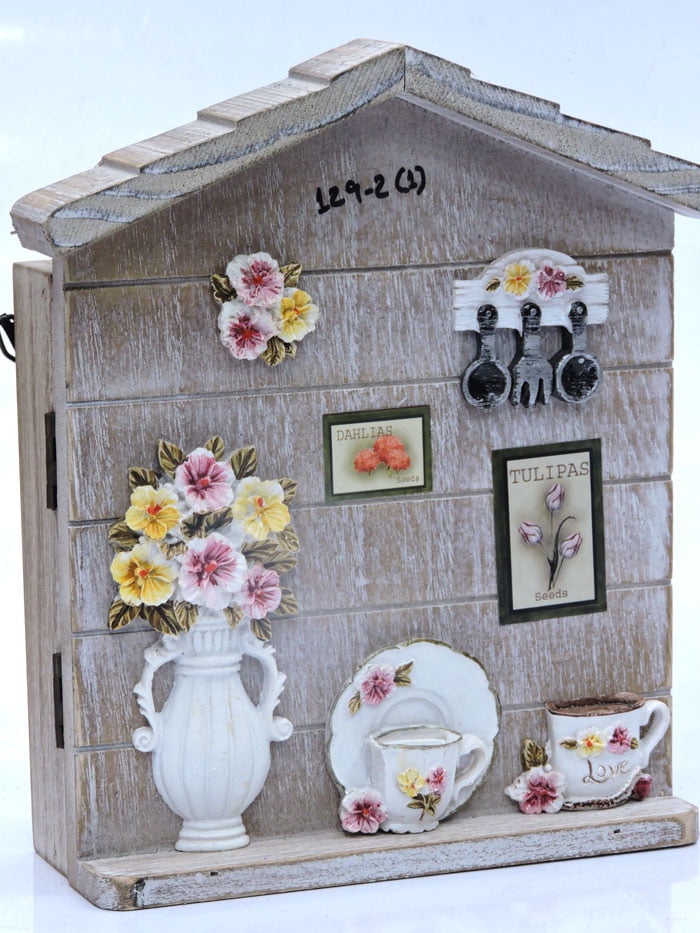 Wooden Key Cabinet Holder With Door Magnetic Lock