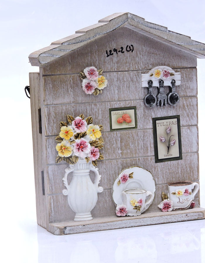 Wooden Key Cabinet Holder With Door Magnetic Lock