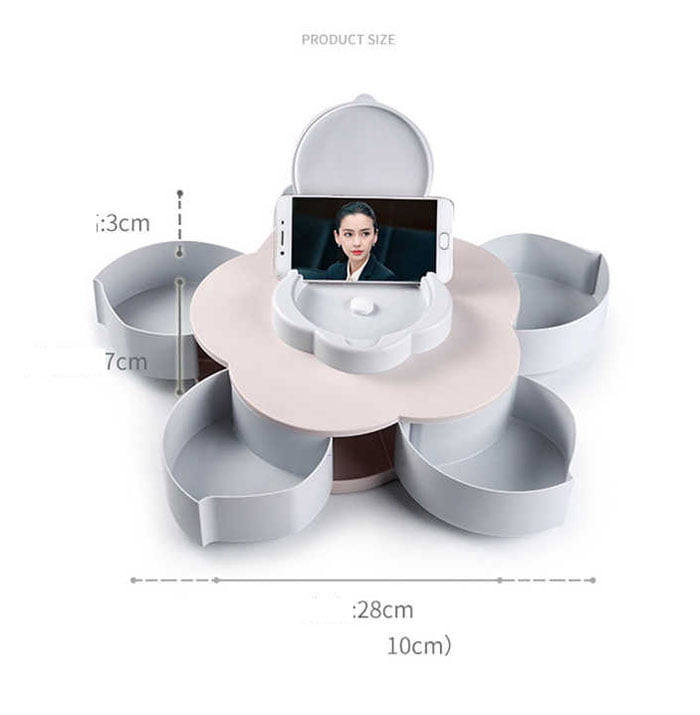 Creative Petal Rotating Fruit Container Seeds Snacks Nut Candy Storage Boxes Plastic Fruit Plate