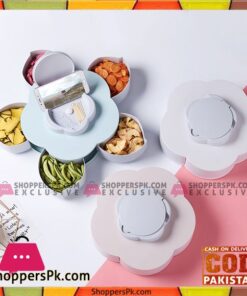 Creative Petal Rotating Fruit Container Seeds Snacks Nut Candy Storage Boxes Plastic Fruit Plate