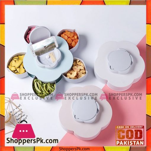 Creative Petal Rotating Fruit Container Seeds Snacks Nut Candy Storage Boxes Plastic Fruit Plate