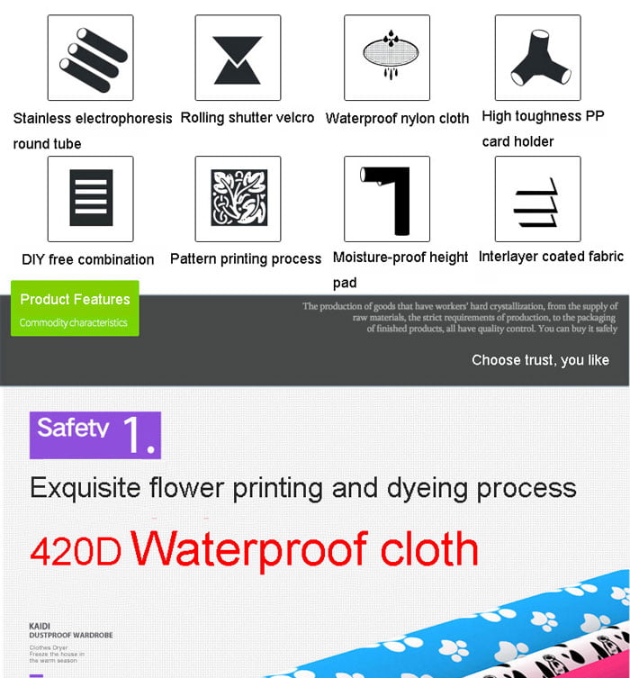 Extra Large 16mm Steel Pipe Waterproof Cloth Multifunctional Side Open Wardrobe