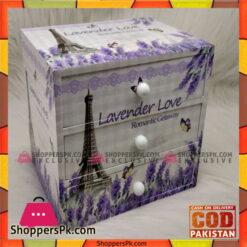 Floral Print Wood Material 3 Drawers Makeup Jewellery Accessories Box